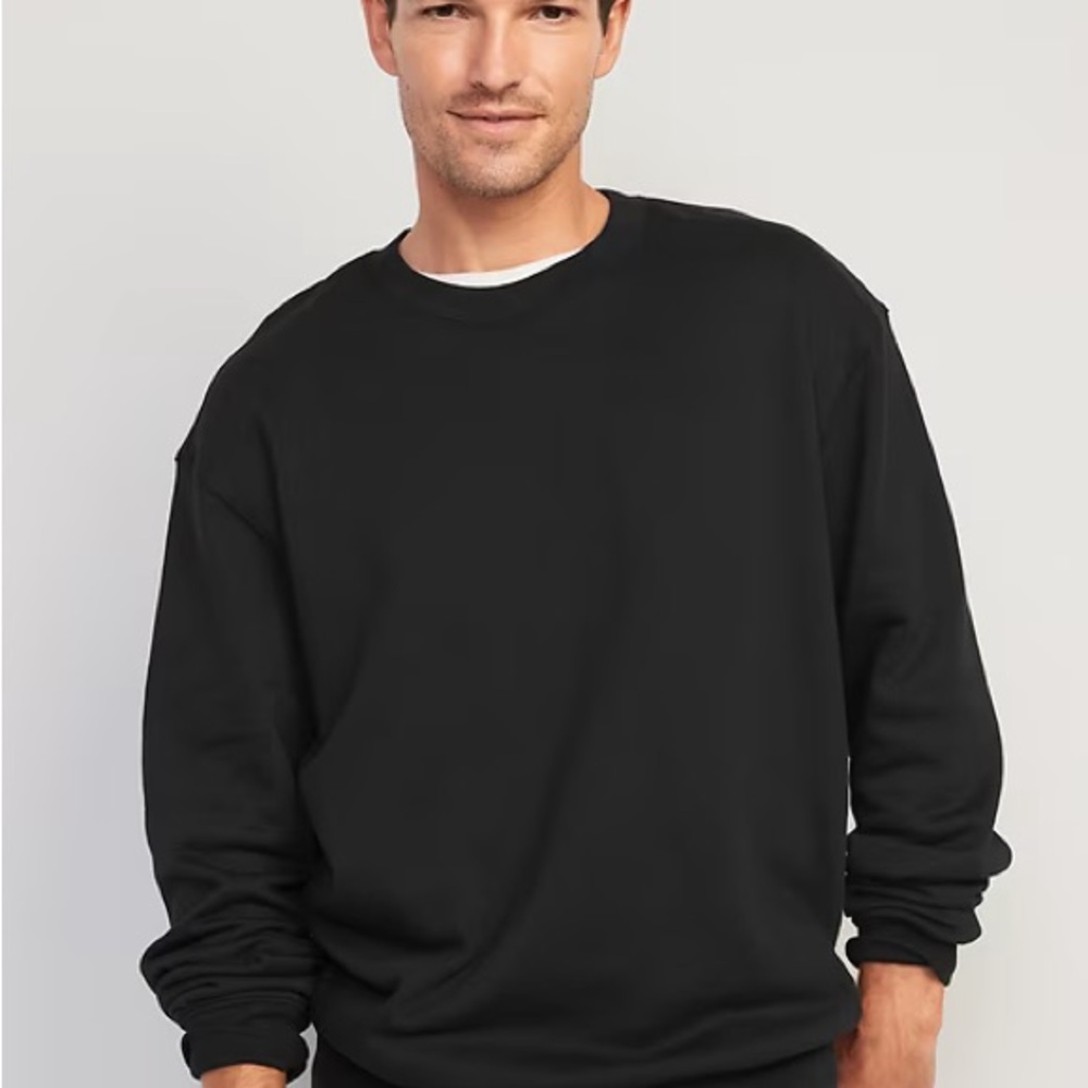 NWT OLD NAVY Sweatshirt Soft Knit Relaxed Fit New Dark Academia Preppy Black XLT